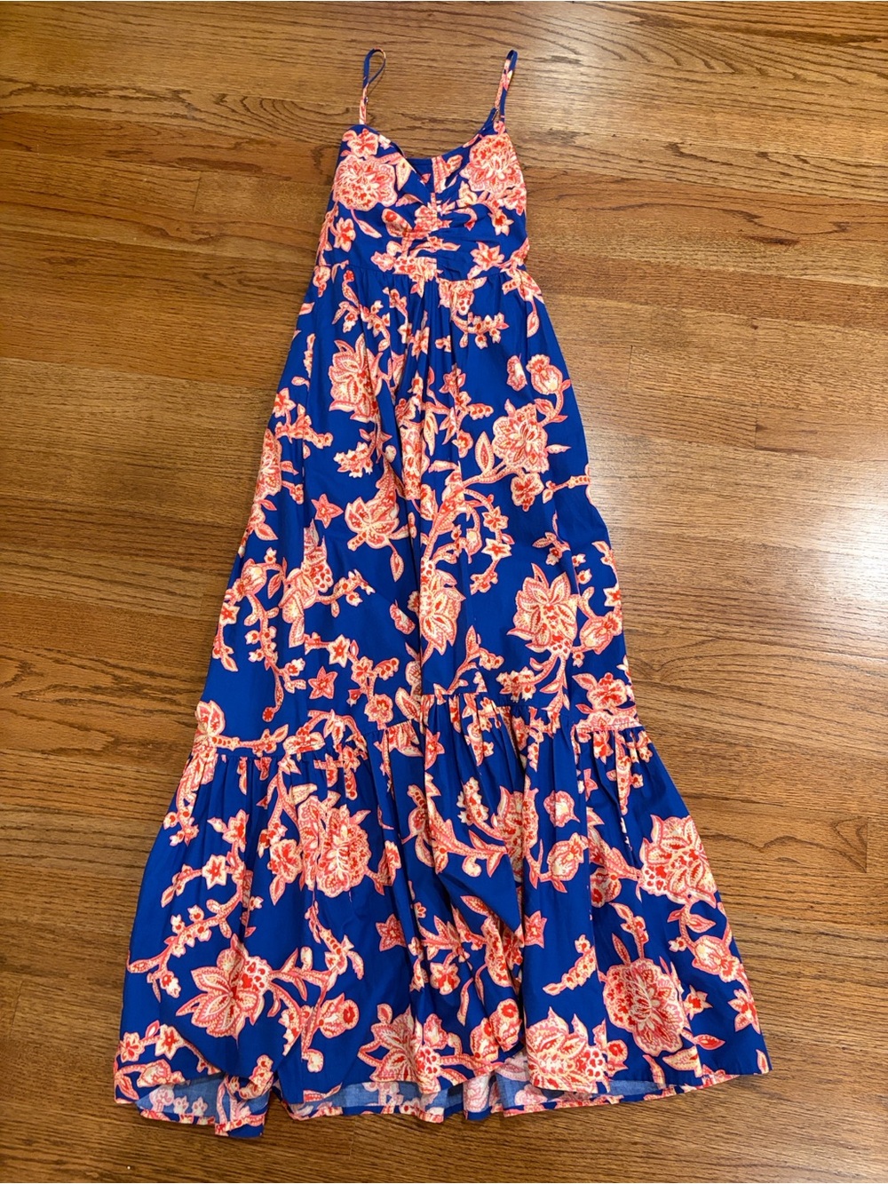 A.L.C. Royal Blue Maxi Dress with Coral Floral Print - 00
